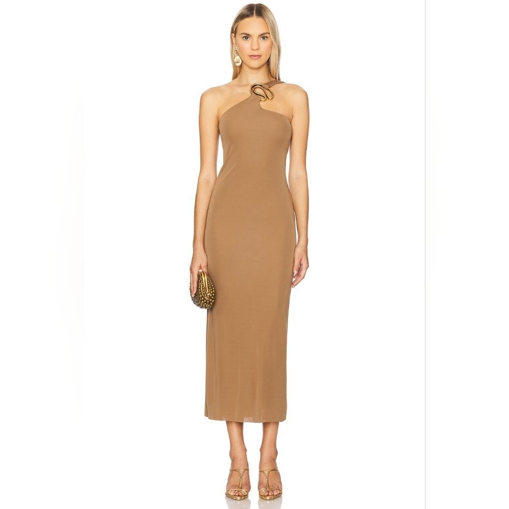 Cult Gaia Brown One-Shoulder Chani Dress in Monte